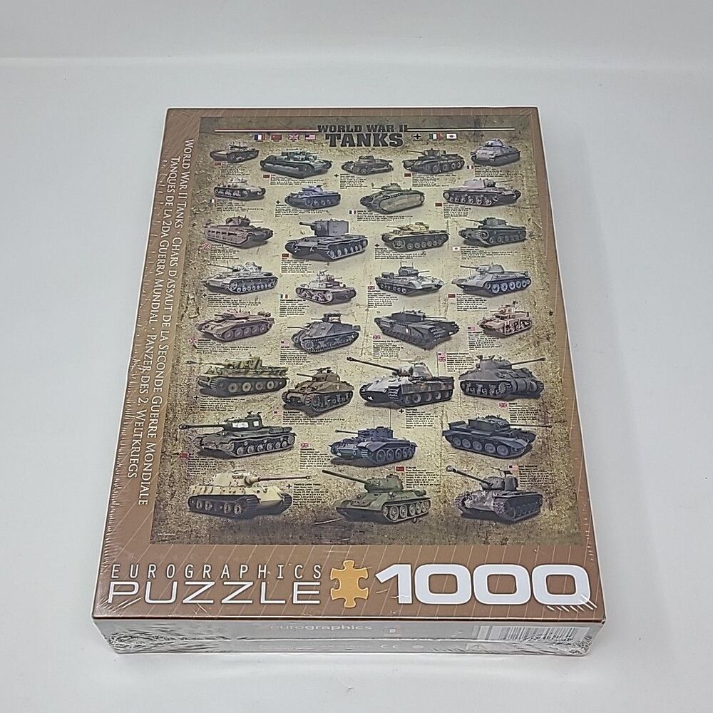 1000 Piece Jigsaw Puzzle World War II Tanks Eurographics USA Military 19" X 26"